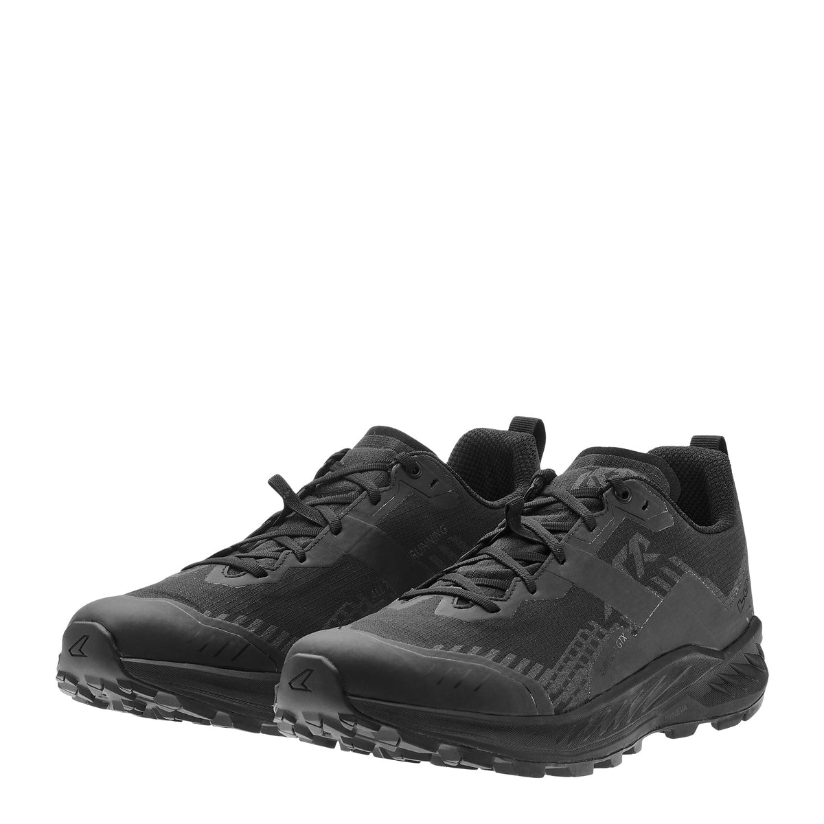 Men's LOWA AMPLUX 2 GTX trail running shoe in BLACK/BLACK with GORE-TEX waterproof protection for trail running. SKU 3116859999