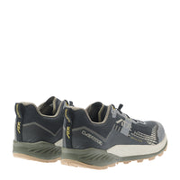 LOWA AMPLUX 2 GTX men's trail running shoe in black/olive, back profile