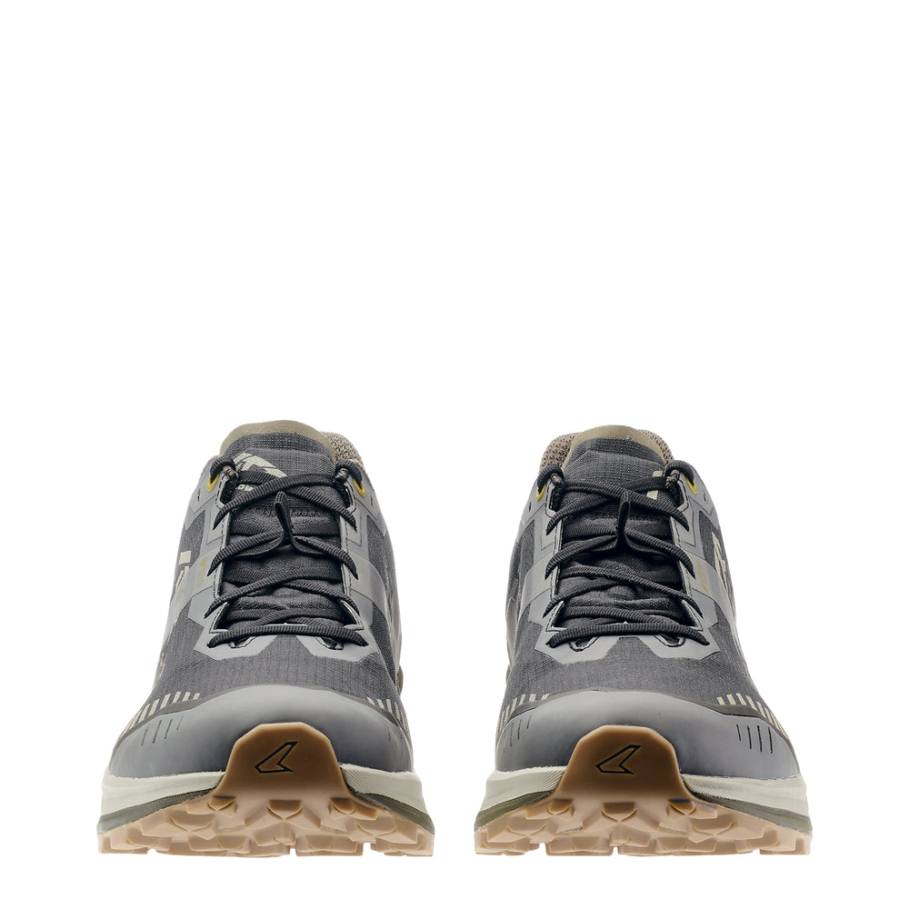 LOWA AMPLUX 2 GTX men's trail running shoe in black/olive, front profile
