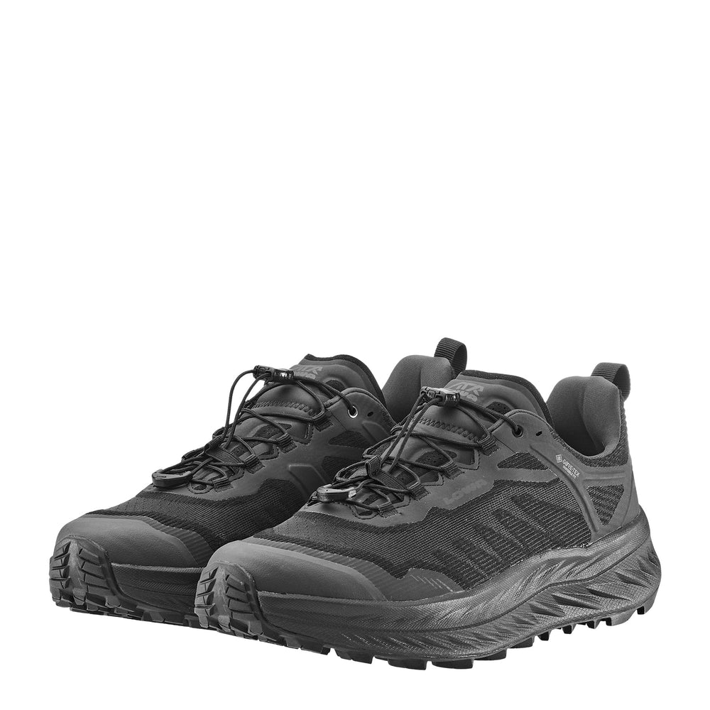 Men's LOWA FORTUX GTX tactical boot in BLACK/BLACK with GORE-TEX waterproof protection for tactical and duty use and trail running. SKU 3118149999