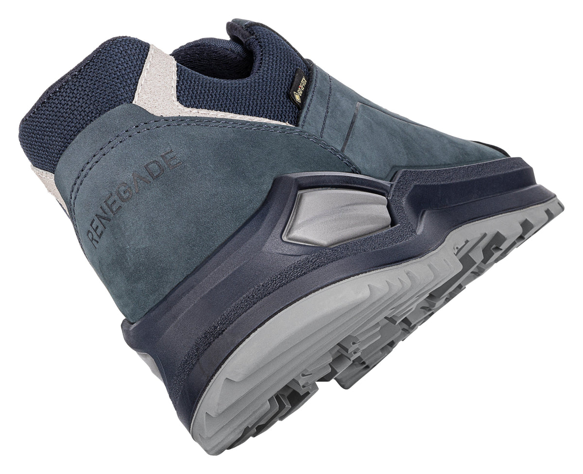 Men's LOWA RENEGADE EVO GTX LO hiking shoe in NAVY/STONE with GORE-TEX waterproof protection for hiking. SKU 3118672569