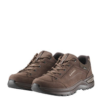 Men's LOWA RENEGADE EVO GTX LO hiking shoe in ESPRESSO/BLACK with GORE-TEX waterproof protection for hiking. SKU 3118674298, 3119674298