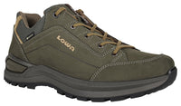Men's LOWA RENEGADE EVO GTX LO hiking shoe in OLIVE/BEIGE with GORE-TEX waterproof protection for hiking. SKU 3118677811