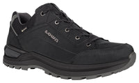 Men's LOWA RENEGADE EVO GTX LO hiking shoe in BLACK/GRAPHITE with GORE-TEX waterproof protection for hiking. SKU 3118679927