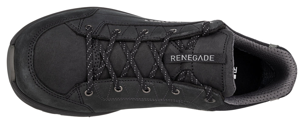 Men's LOWA RENEGADE EVO GTX LO hiking shoe in BLACK/GRAPHITE with GORE-TEX waterproof protection for hiking. SKU 3118679927