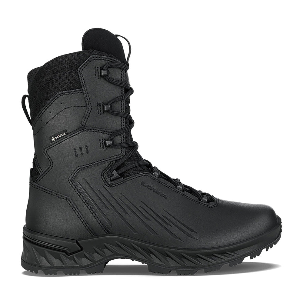 Men's LOWA ZICON® GTX HI tactical boot in BLACK with GORE-TEX waterproof protection for tactical and duty use. SKU 3118810999, 3118830999