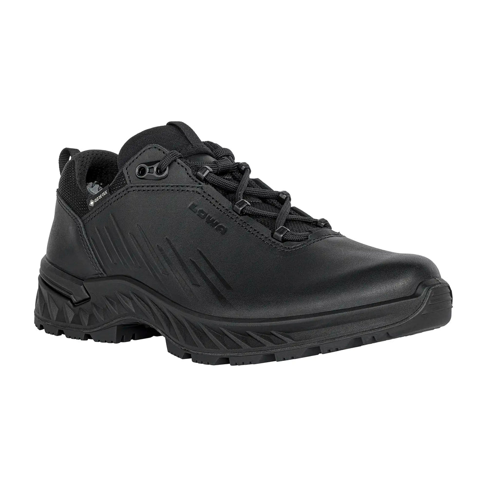 Men's LOWA ZICON® GTX LO tactical shoe in BLACK with GORE-TEX waterproof protection for tactical and duty use. SKU 3118870999, 3118890999