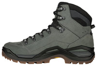 Gray high-top hiking boot with black accents on a white background