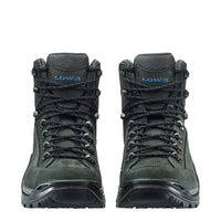 Men's LOWA RENEGADE EVO GTX MID hiking boot in ANTHRACITE/STEEL BLUE with GORE-TEX waterproof protection for hiking and mountain use. SKU 3119169780, 3119179780