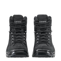 Men's LOWA RENEGADE EVO GTX MID hiking boot in DEEP BLACK with GORE-TEX waterproof protection for hiking and mountain use. SKU 3119160998, 3119170998