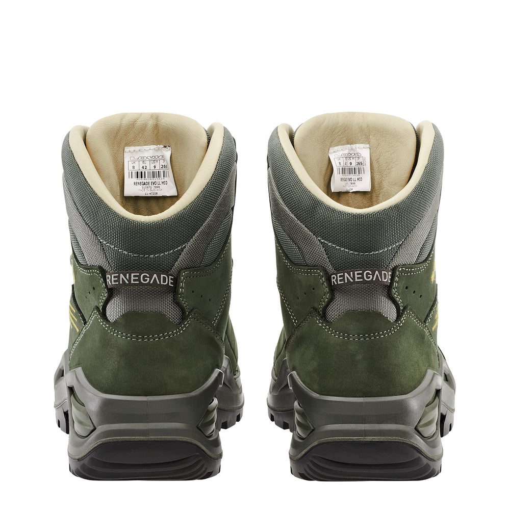 Men's LOWA RENEGADE EVO LL MID hiking boot in OLIVE/MUSTARD for hiking. SKU 3119707898