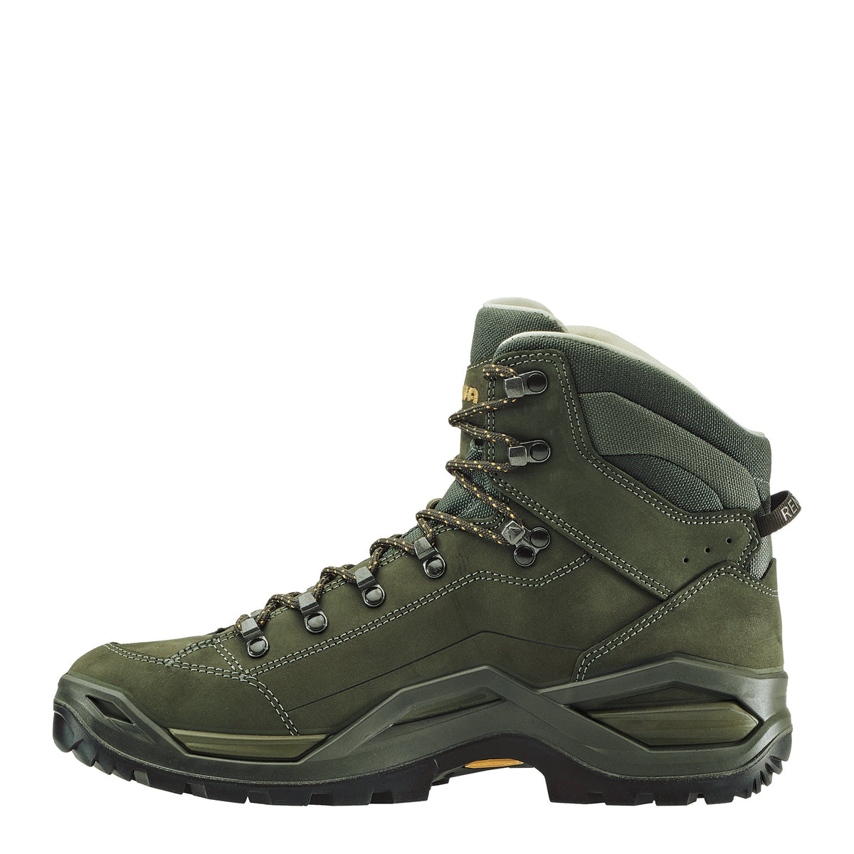 Men's LOWA RENEGADE EVO LL MID hiking boot in OLIVE/MUSTARD for hiking. SKU 3119707898