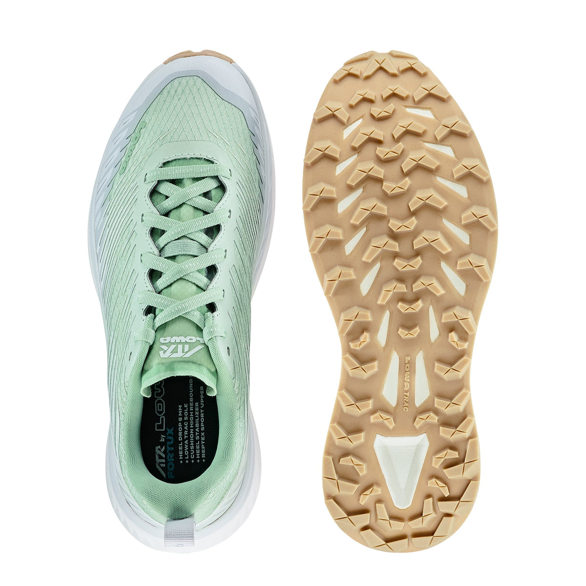 Women's LOWA FORTUX WS trail running shoe in MILKY GREEN/WHITE for trail running and tactical and duty use. SKU 3206937201