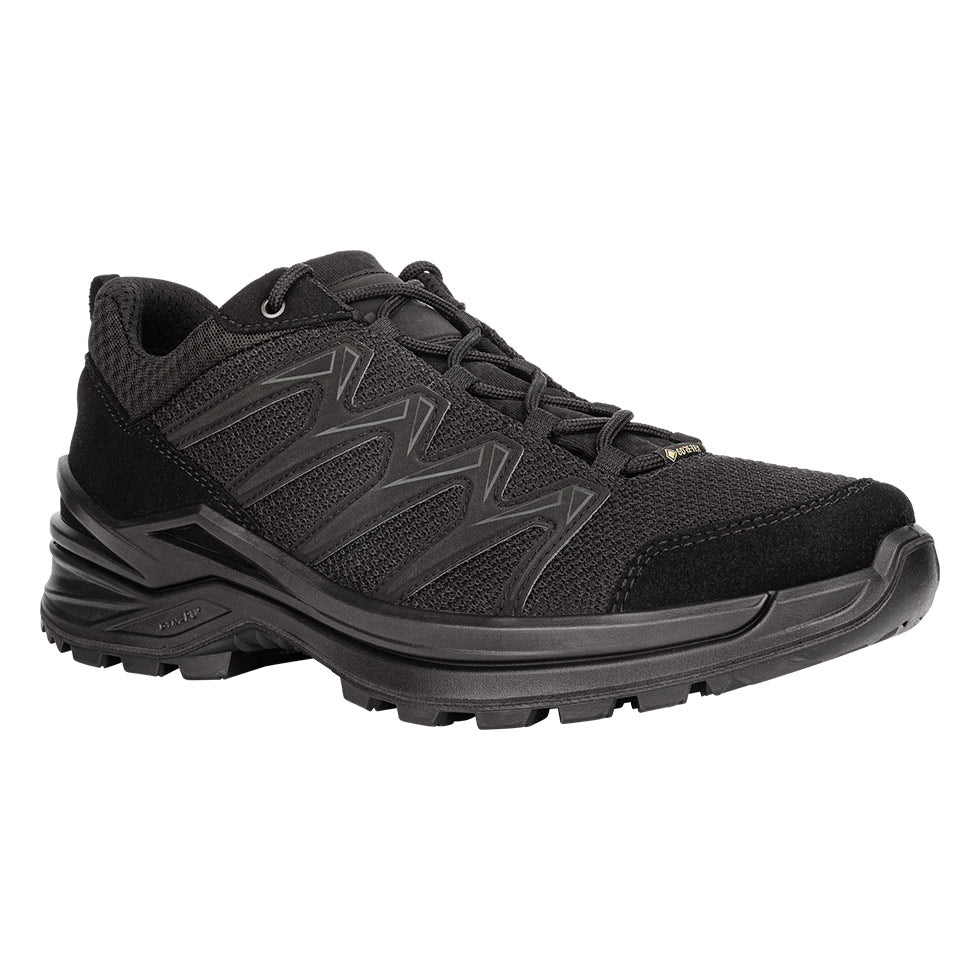 Women's LOWA INNOX PRO GTX LO TF WS hiking shoe in BLACK (NEW GTX) and BLACK with GORE-TEX waterproof protection for hiking and tactical and duty use. SKU 3208320999, 3218320999