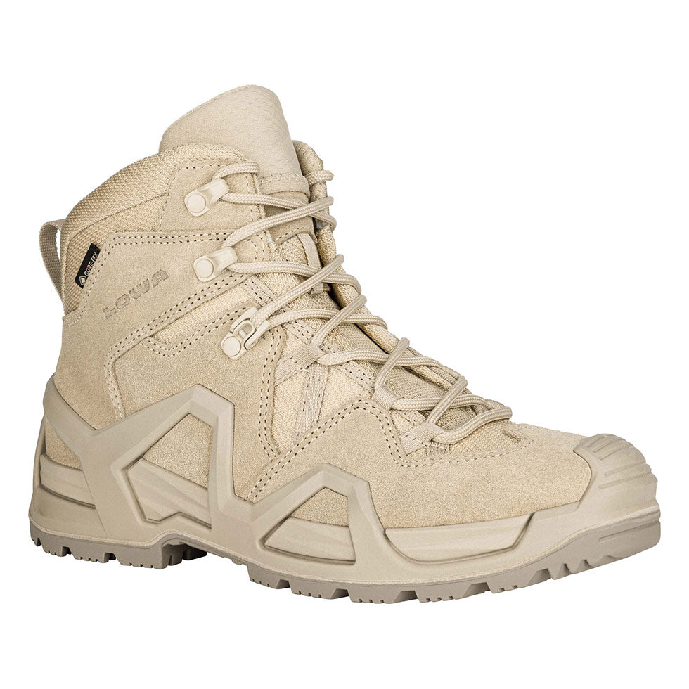 Women's LOWA ZEPHYR MK2 GTX MID WS tactical boot in DESERT with GORE-TEX waterproof protection for tactical and duty use. SKU 3208540410