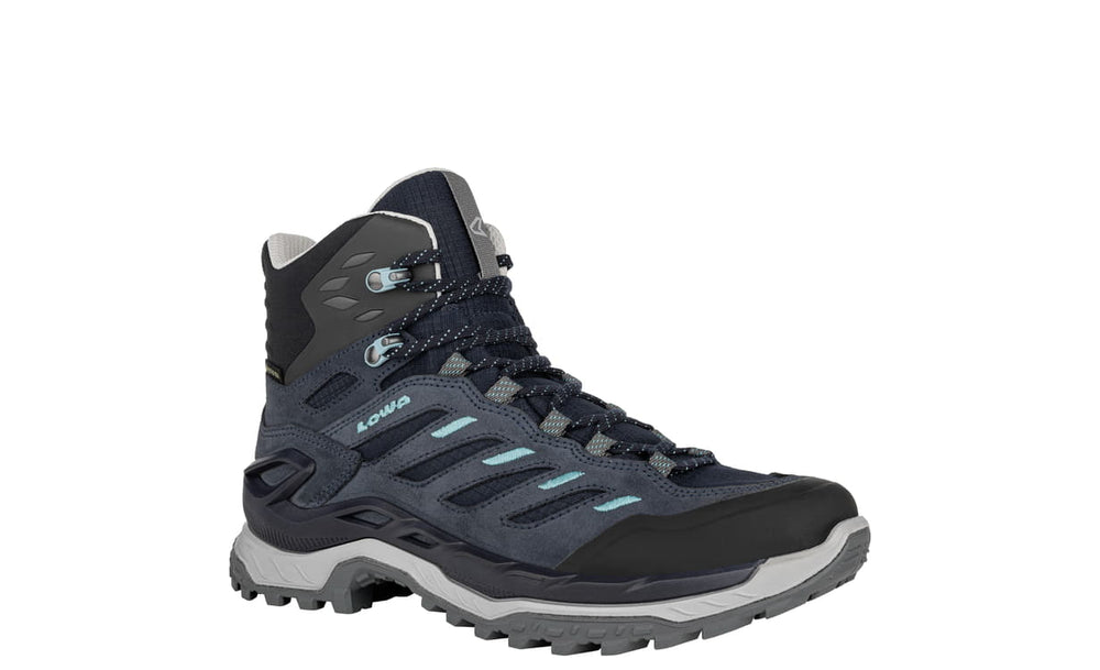 Women's LOWA INNOVO GTX MID WS hiking boot in NAVY/ARCTIC with GORE-TEX waterproof protection for hiking and mountain use. SKU 3213316967