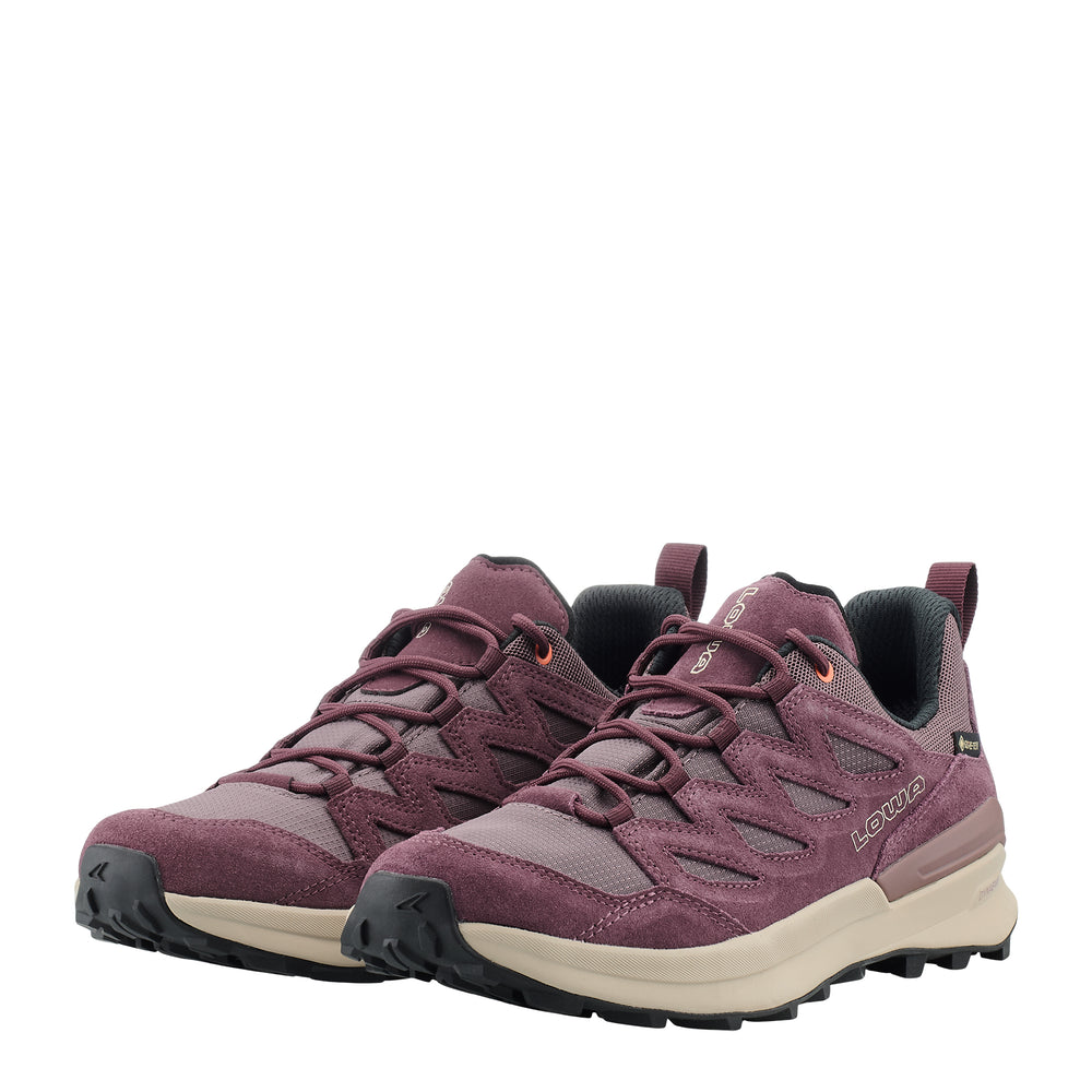 LOWA TETONIX LO WS women's hiking shoe in brown rose/panna, angled profile