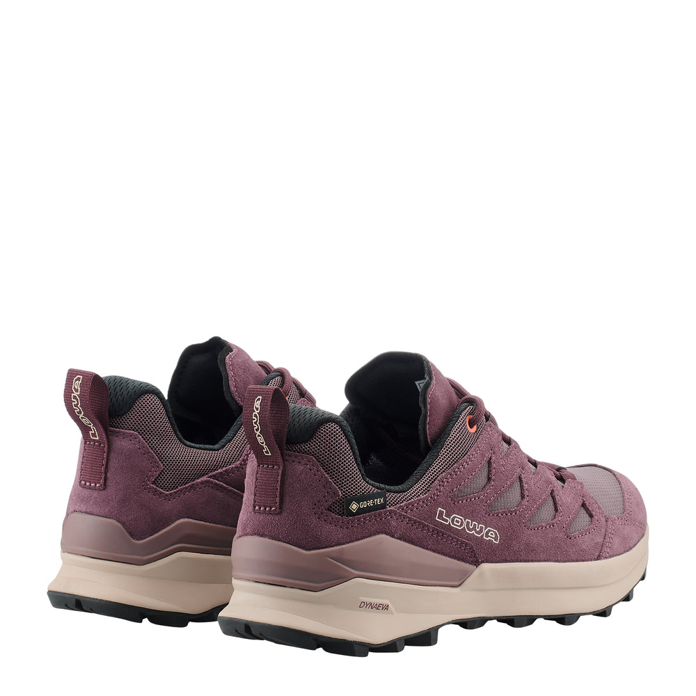 LOWA TETONIX LO WS women's hiking shoe in brown rose/panna, back profile