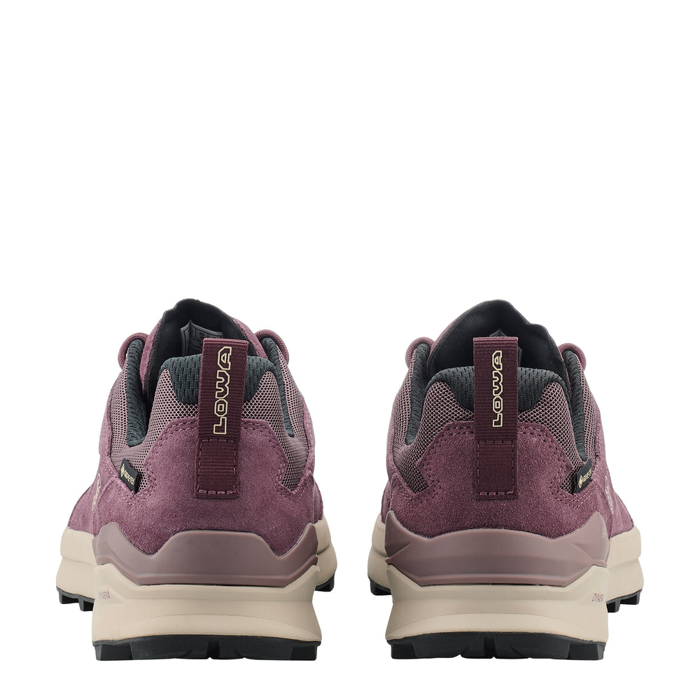 LOWA TETONIX LO WS women's hiking shoe in brown rose/panna, heel profile