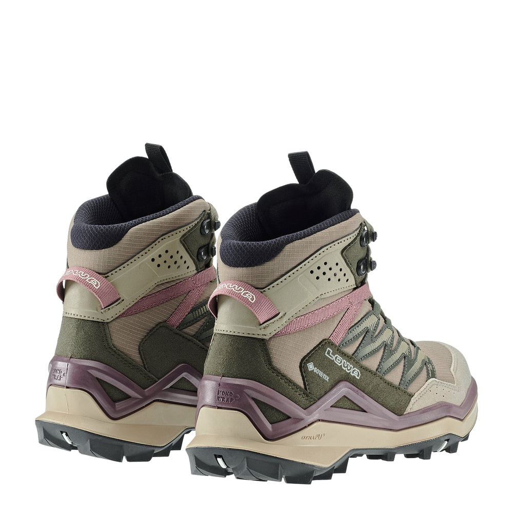 Women's LOWA MADDOX PRO GTX MID WS hiking boot in DESERT/OLD ROSE with GORE-TEX waterproof protection for hiking. SKU 3216204940