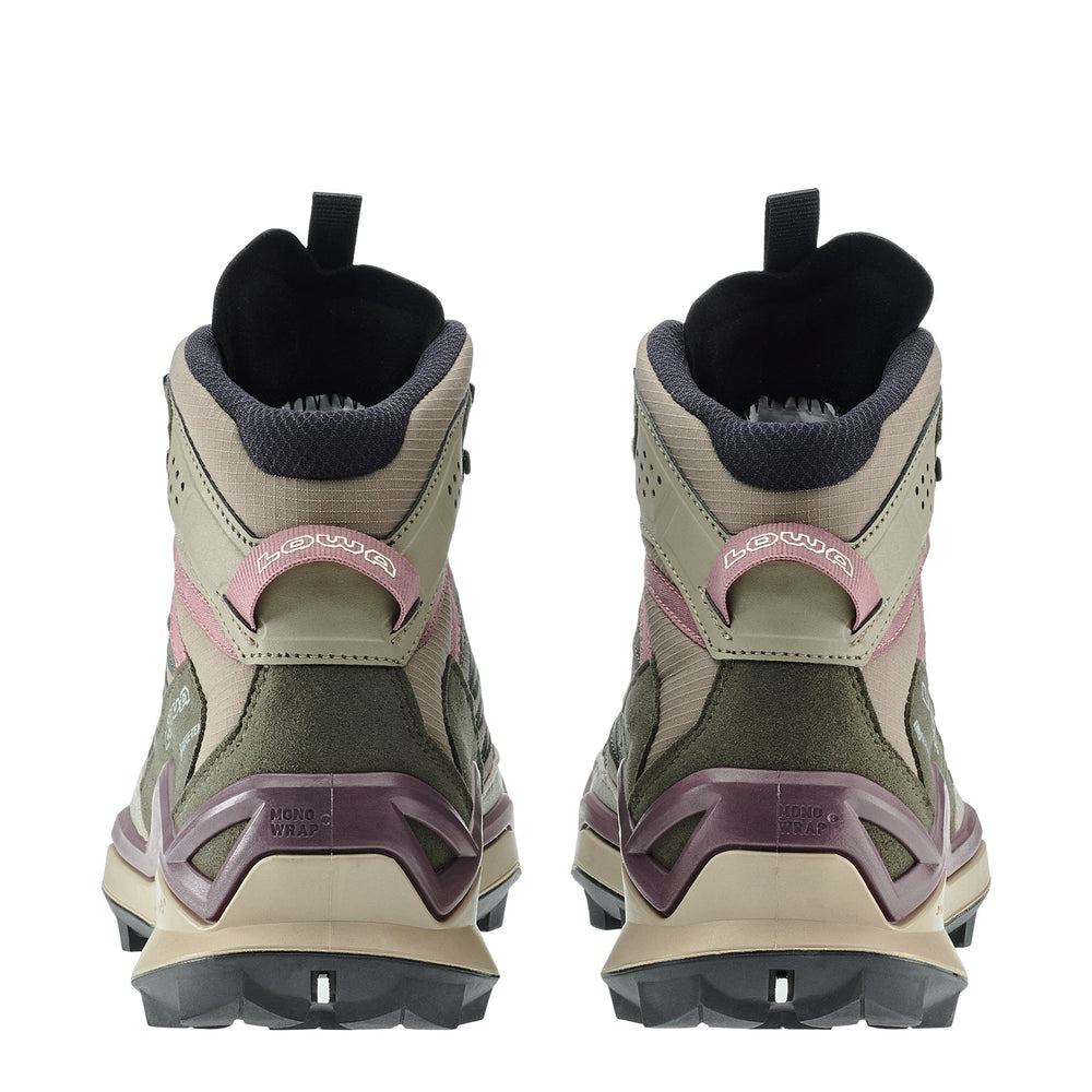 Women's LOWA MADDOX PRO GTX MID WS hiking boot in DESERT/OLD ROSE with GORE-TEX waterproof protection for hiking. SKU 3216204940