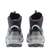 Women's LOWA MADDOX PRO GTX MID WS hiking boot in BLACK/GREY with GORE-TEX waterproof protection for hiking. SKU 3216209930, 3216219930