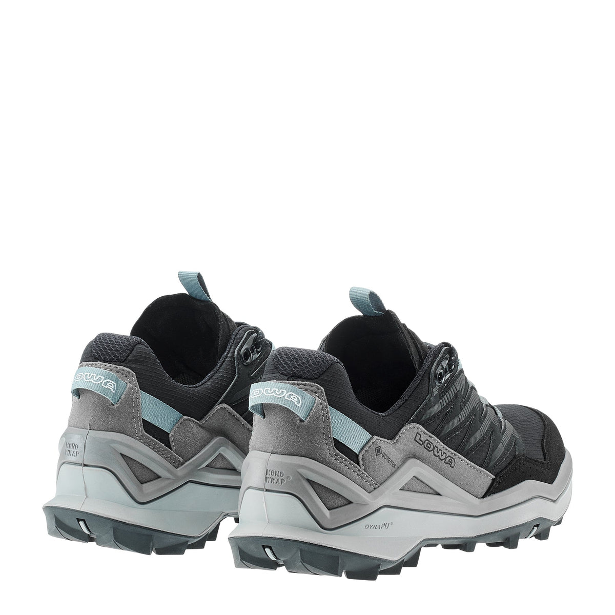 Women's LOWA MADDOX PRO GTX LO WS hiking shoe in BLACK/GREY with GORE-TEX waterproof protection for hiking. SKU 3216309930, 3216319930