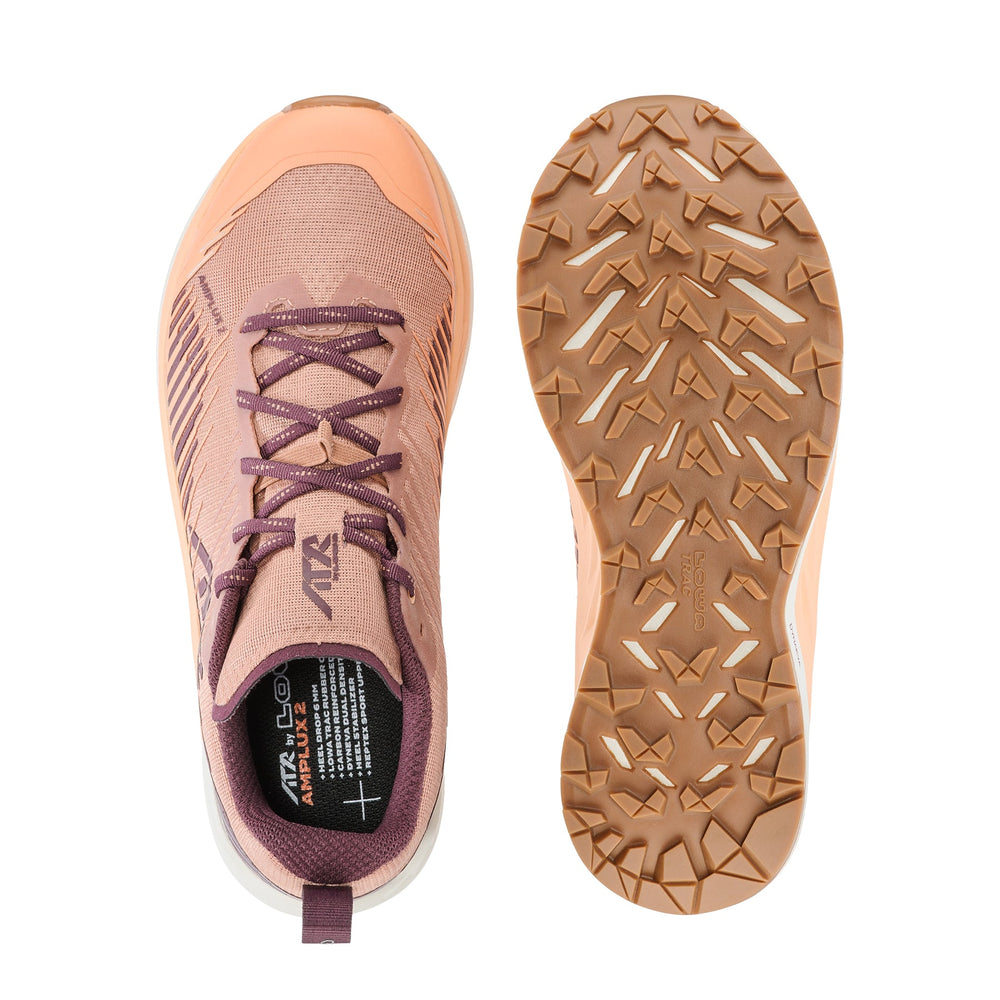 Women's LOWA AMPLUX 2 WS trail running shoe in BURGUNDY/CLAY for trail running. SKU 3216803708