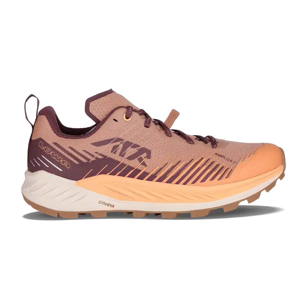 Women's LOWA AMPLUX 2 GTX WS trail running shoe in BURGUNDY/CLAY with GORE-TEX waterproof protection for trail running. SKU 3216853708