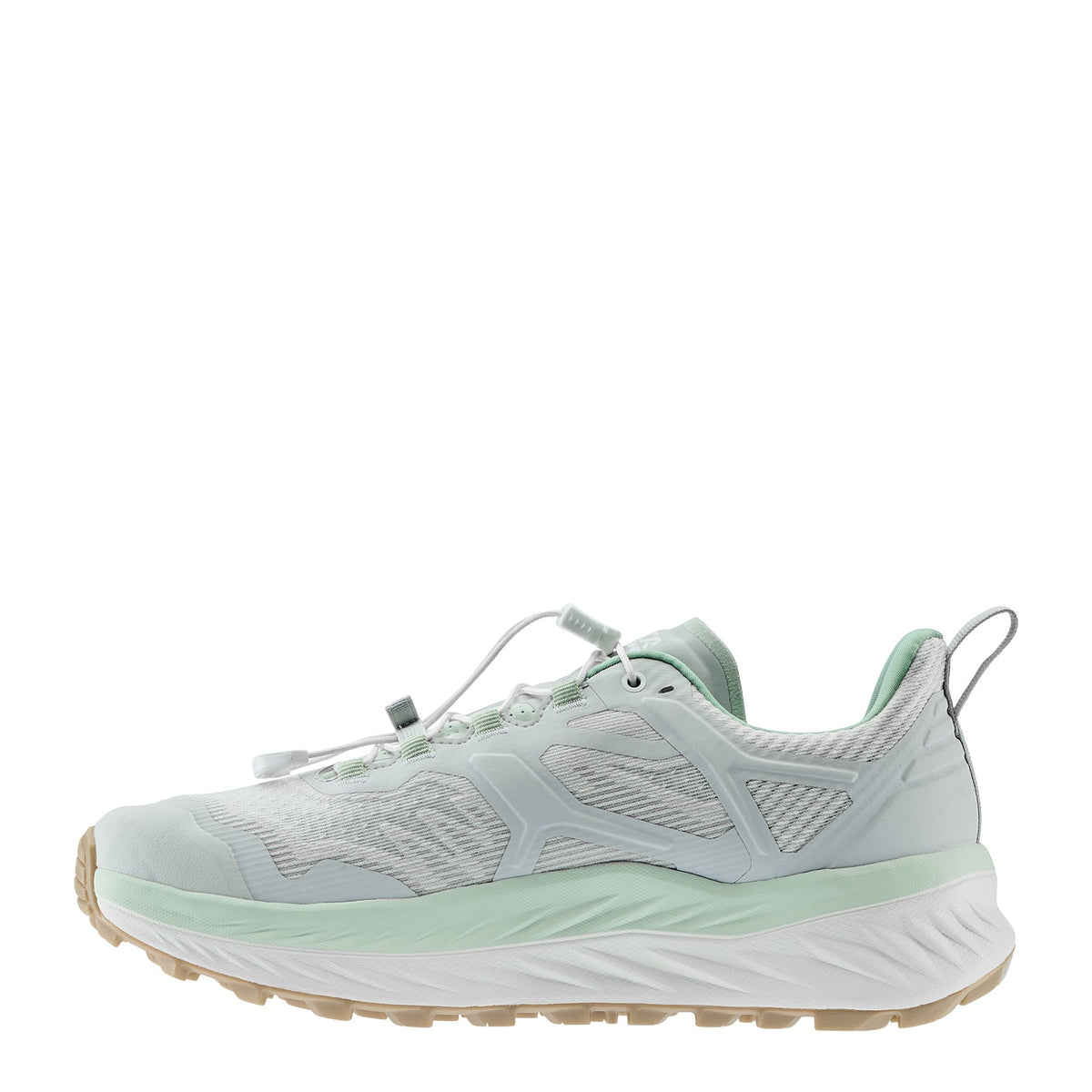 Women's LOWA FORTUX GTX WS trail running shoe in MILKY GREEN/WHITE with GORE-TEX waterproof protection for trail running and tactical and duty use. SKU 3218147201