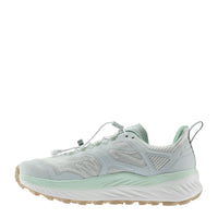 Women's LOWA FORTUX GTX WS trail running shoe in MILKY GREEN/WHITE with GORE-TEX waterproof protection for trail running and tactical and duty use. SKU 3218147201