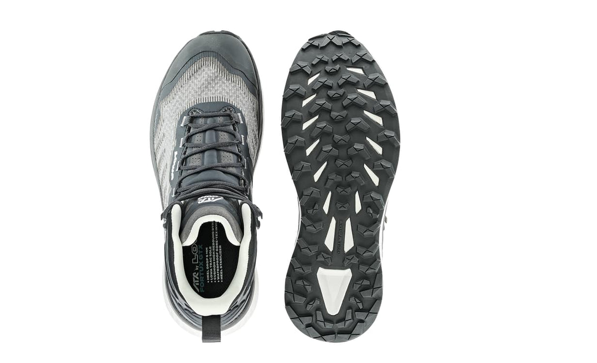 Women's LOWA FORTUX GTX QC WS trail running shoe in BLACK/WHITE with GORE-TEX waterproof protection for trail running and hiking. SKU 3218229990