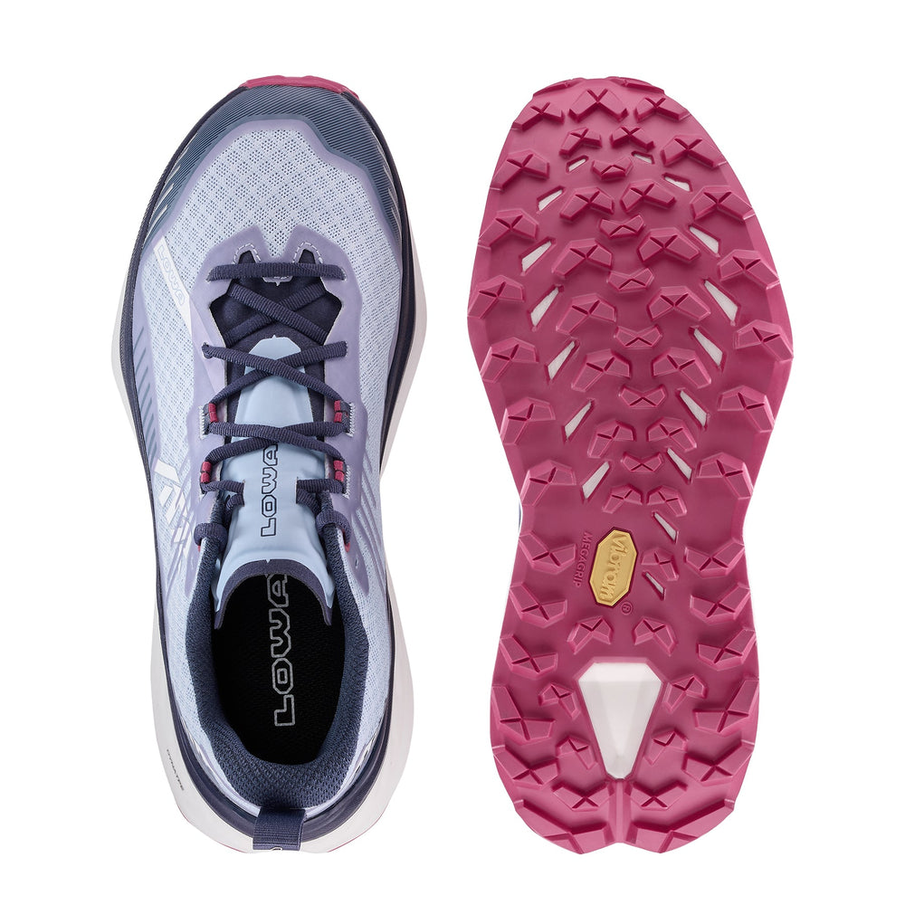 Women's LOWA SKYTERRA WS trail running shoe in LILAC/PLUM for trail running. SKU 3218707259