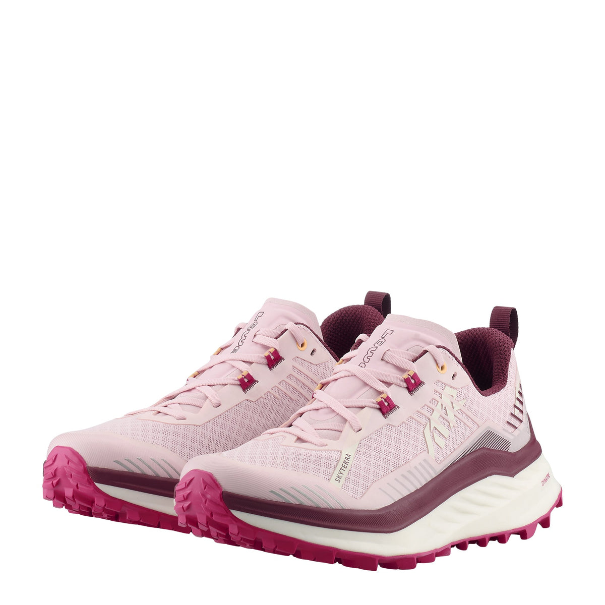 Women's LOWA SKYTERRA WS trail running shoe in LIGHT PINK/BURGUNDY for trail running. SKU 3218705547