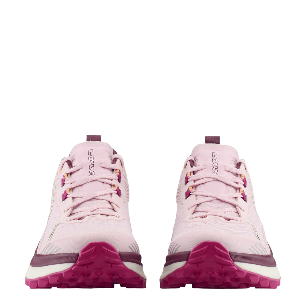 Women's LOWA SKYTERRA WS trail running shoe in LIGHT PINK/BURGUNDY for trail running. SKU 3218705547