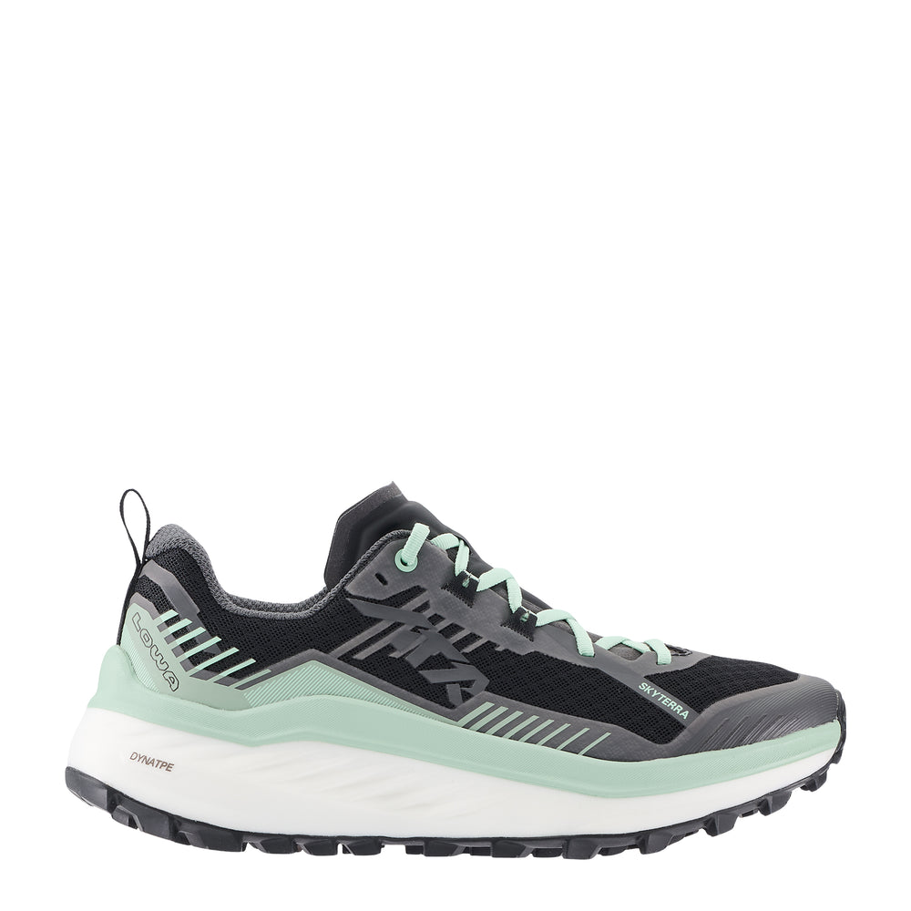 LOWA SKYTERRA WS women's trail running shoe in black/jade, side profile