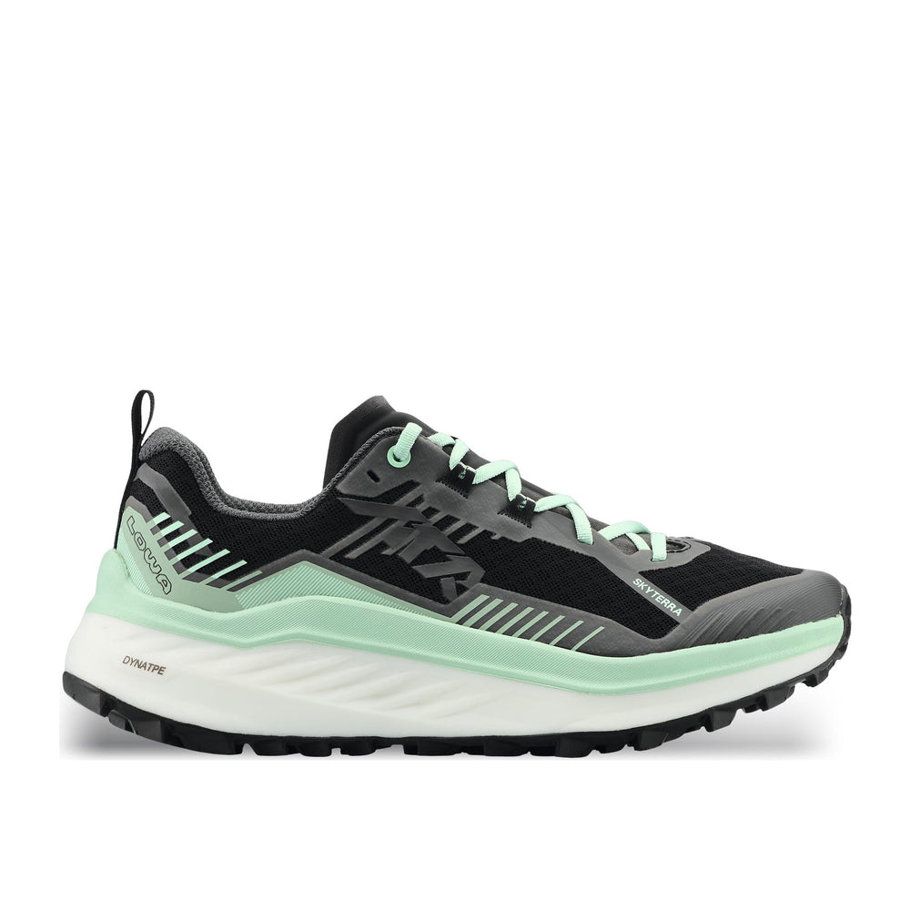 Women's LOWA SKYTERRA WS trail running shoe in BLACK/JADE for trail running. SKU 3218709910