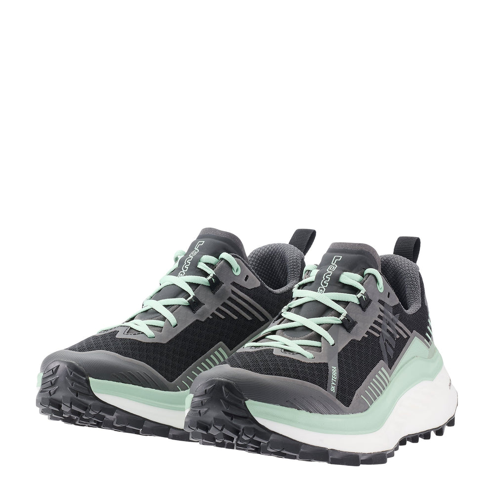 Women's LOWA SKYTERRA WS trail running shoe in BLACK/JADE for trail running. SKU 3218709910