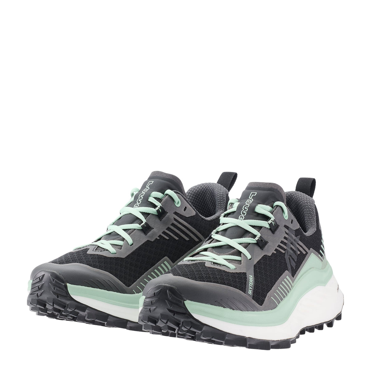 Women's LOWA SKYTERRA WS trail running shoe in BLACK/JADE for trail running. SKU 3218709910