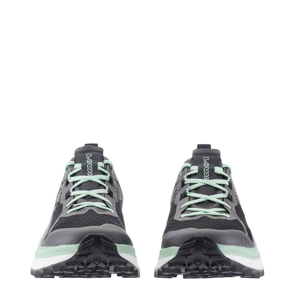 LOWA SKYTERRA WS women's trail running shoe in black/jade, front profile