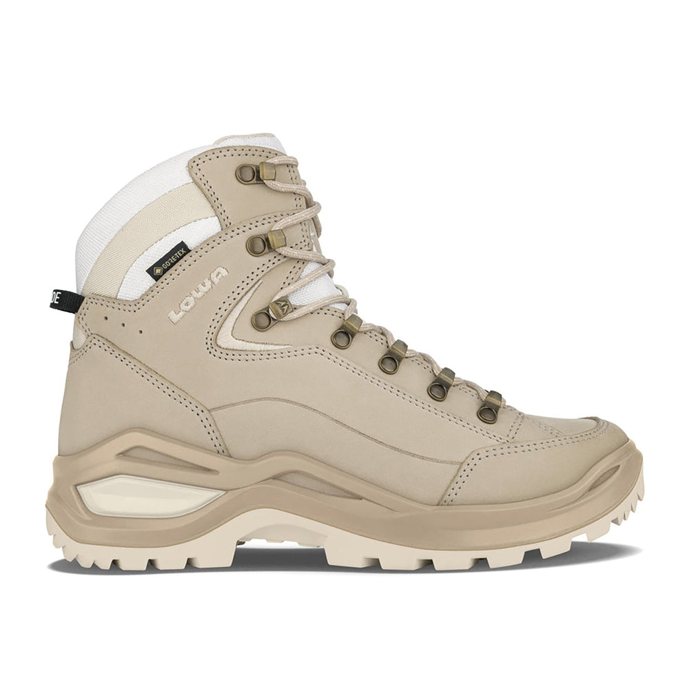 Women's LOWA RENEGADE EVO GTX MID WS hiking boot in CHAMPAGNE/PANNA with GORE-TEX waterproof protection for hiking and mountain use. SKU 3219164229