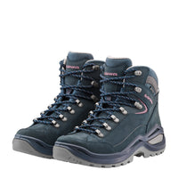 Women's LOWA RENEGADE EVO GTX MID WS hiking boot in STEEL BLUE/OLD ROSE with GORE-TEX waterproof protection for hiking and mountain use. SKU 3219169327
