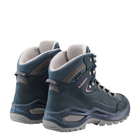 Women's LOWA RENEGADE EVO GTX MID WS hiking boot in STEEL BLUE/OLD ROSE with GORE-TEX waterproof protection for hiking and mountain use. SKU 3219169327