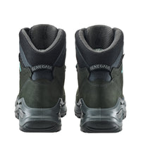 Women's LOWA RENEGADE EVO GTX MID WS hiking boot in ASPHALT/TURQUOISE with GORE-TEX waterproof protection for hiking and mountain use. SKU 3219169368, 3219179368, 3219189368