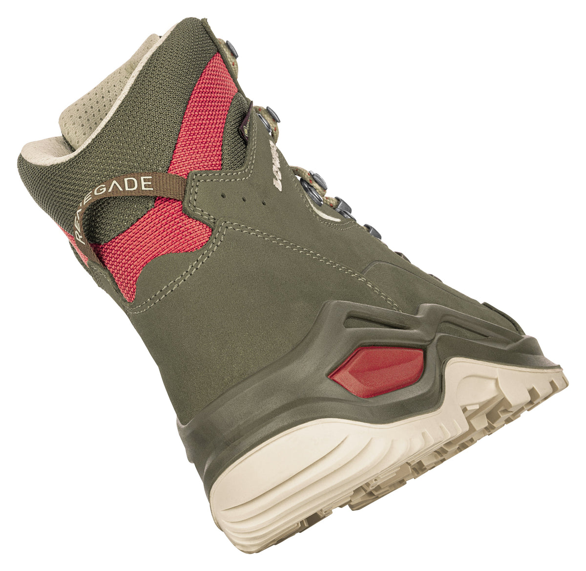 Women's LOWA RENEGADE EVO GTX MID WS hiking boot in GREY GREEN/PANNA with GORE-TEX waterproof protection for hiking and mountain use. SKU 3219169629