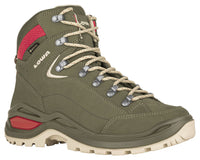 Women's LOWA RENEGADE EVO GTX MID WS hiking boot in GREY GREEN/PANNA with GORE-TEX waterproof protection for hiking and mountain use. SKU 3219169629