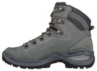 Women's LOWA RENEGADE EVO GTX MID WS hiking boot in GRAPHITE/APRICOT with GORE-TEX waterproof protection for hiking and mountain use. SKU 3219169675, 3219179675
