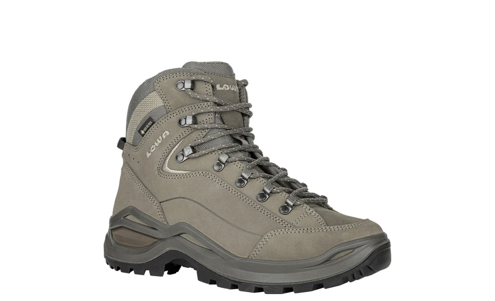 Women's LOWA RENEGADE EVO GTX MID WS hiking boot in STONE with GORE-TEX waterproof protection for hiking and mountain use. SKU 3219160925