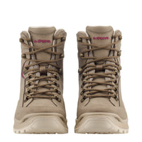 Women's LOWA RENEGADE EVO GTX MID WS hiking boot in SAND/BURGUNDY with GORE-TEX waterproof protection for hiking and mountain use. SKU 3219164347