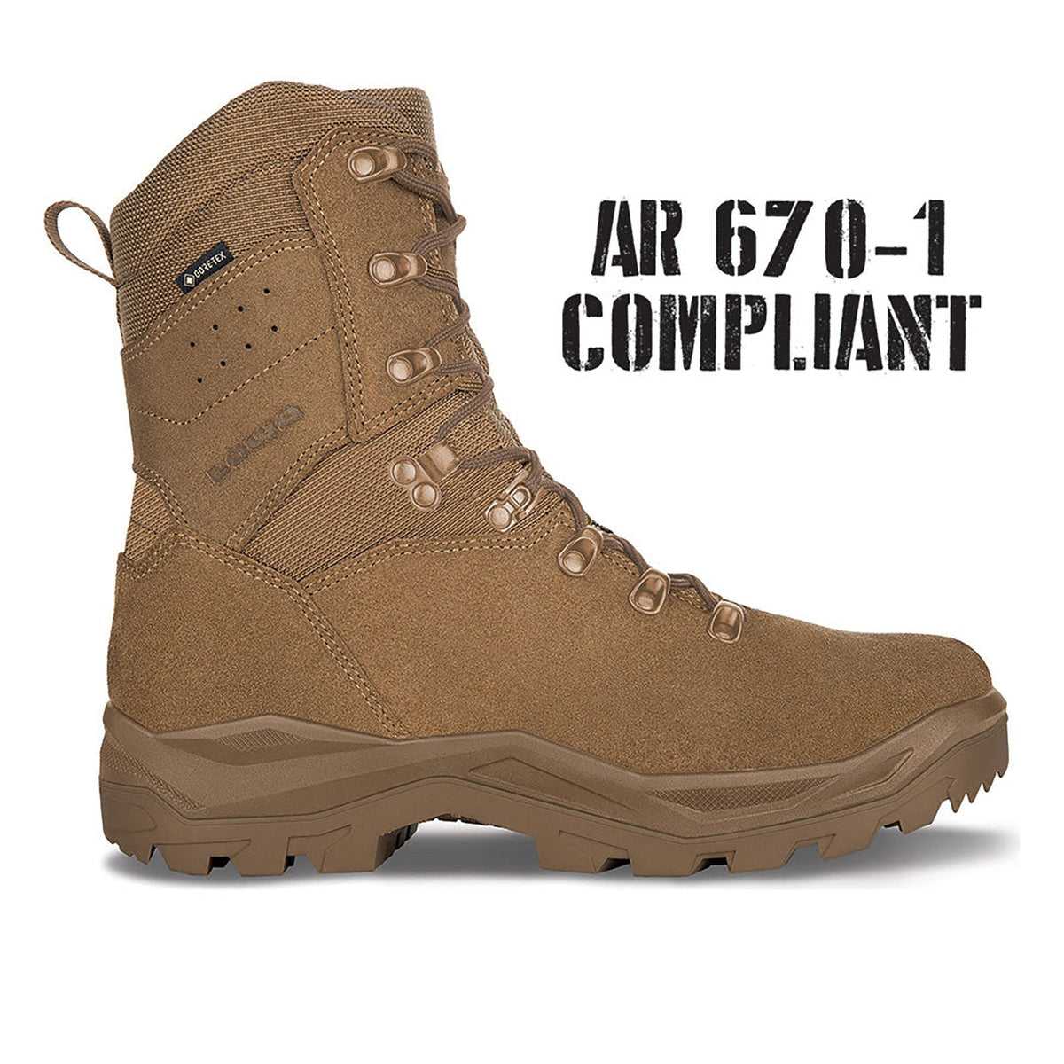 Men's LOWA R-8S GTX PATROL tactical boot in COYOTE OP with GORE-TEX waterproof protection for tactical and duty use. SKU 5106740731